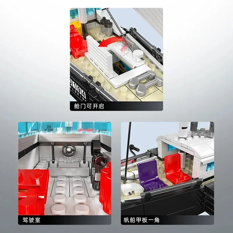 Mould King 10194 Nowoczesna żaglówka dwu-mastna Klocki konstrukcyjne Symulacja Model żaglówki Klocki do składania Zabawka Prezent dla dzieci i dorosłych 893 elementów