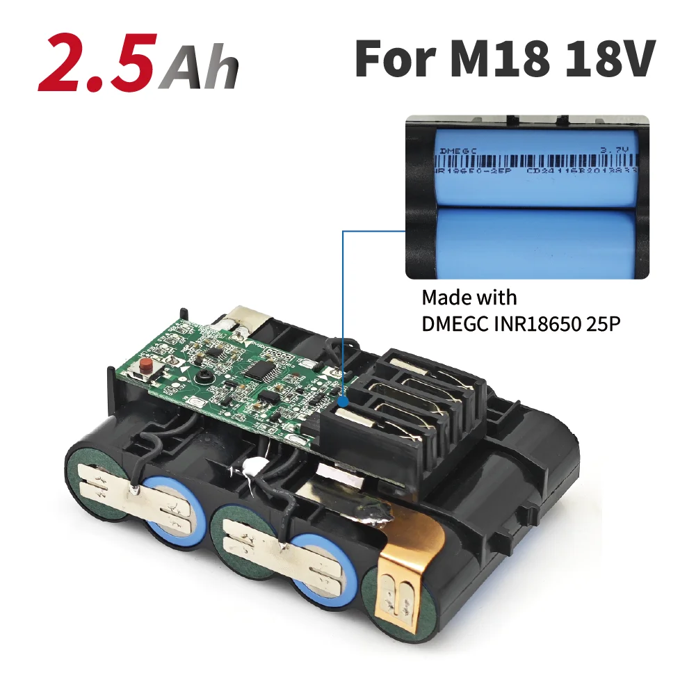 TPCELL 2.5Ah For Milwaukee M18 Batteries 18650 Rechargeable Lithium ION 18V Battery