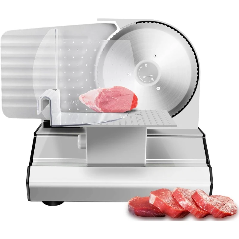 

, 200W Deli Food Slicer,Meat Cutter Machine,Aluminum,Dishwasher Safe, Removable Blade & Food Carriage and Pusher,