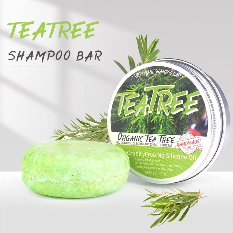 Shampoo de Óleo Essencial de Tea Tree, Refrescante, Controlador de Oleosidade, Redutor de Caspa e Fortalecedor para os Cabelos Shampoo Artesanal Wi