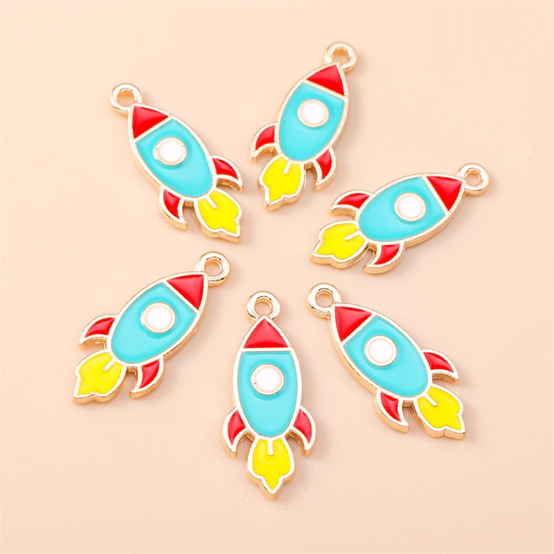 

20pcs 11x25mm Cute Enamel Rocket Charms Pendants for Jewelry Making Drop Earrings Necklaces Bracelets DIY Crafts Accessories