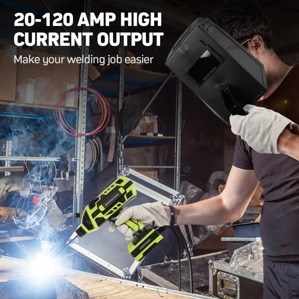 ماكينة لحام محمولة 110 فولت ماكينة لحام محمولة مع عاكس IGBT 6 تعديل تيار متغير 20-120Amp مسدس لحام القوس