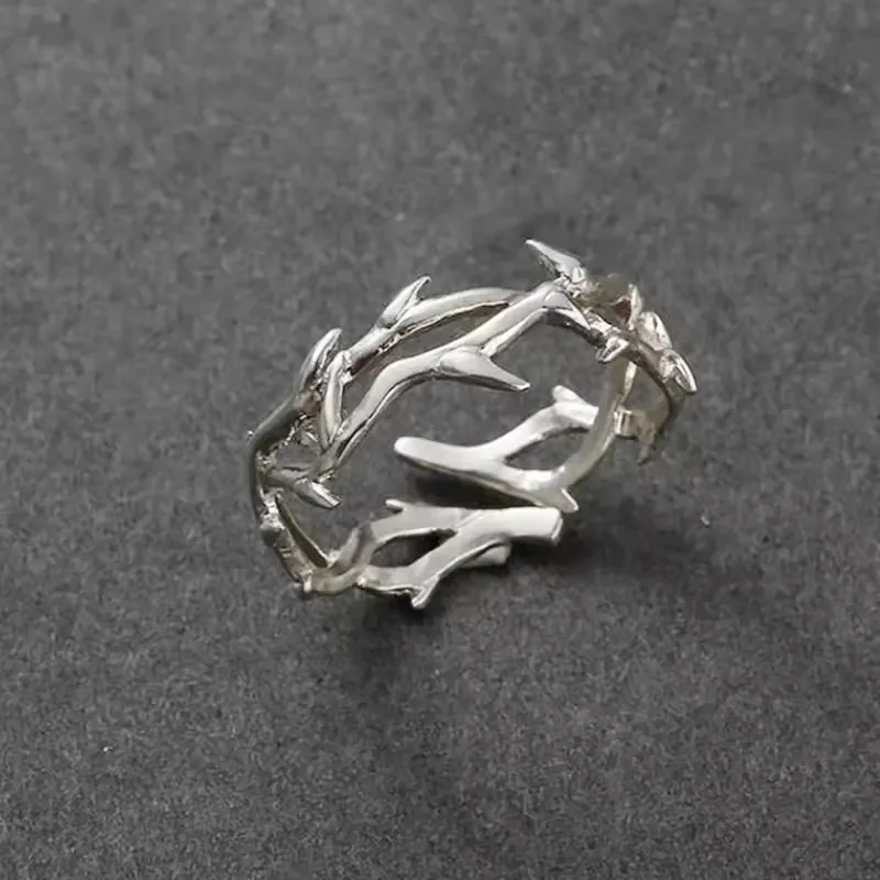 

Punk Irregular Thorn Couple Ring Vintage Hip Hop Adjustable Finger Ring Personalized Lover Jewelry For Men Women