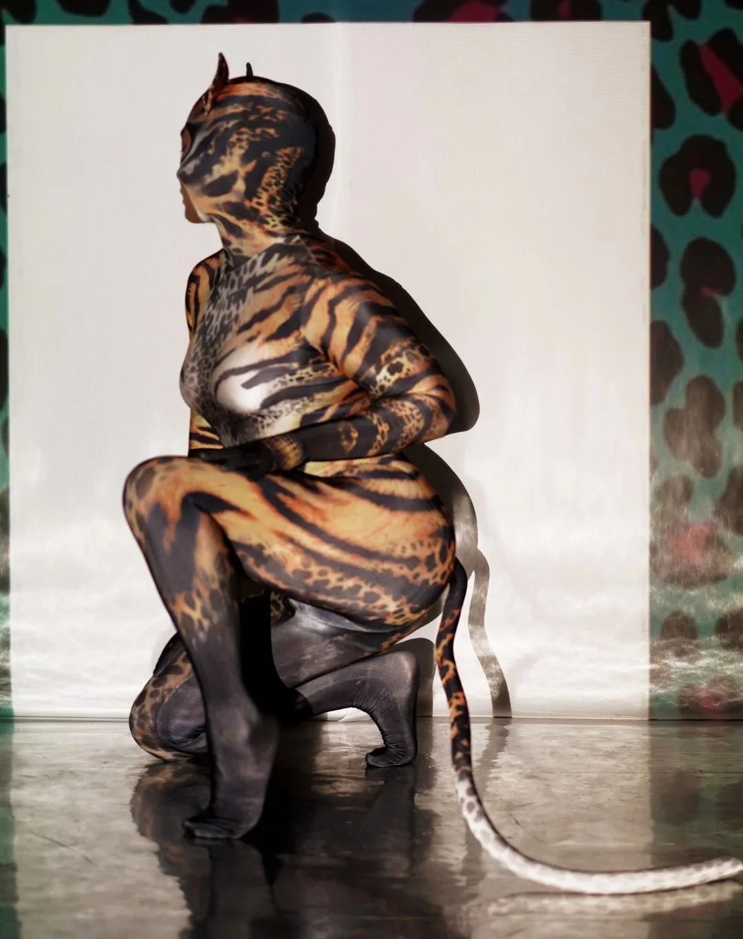 Fashionable Halloween Costumes Elastic Jumpsuit For Cosplay Club Party Role Play Dance Performance Stage 3d Print Animal Costume