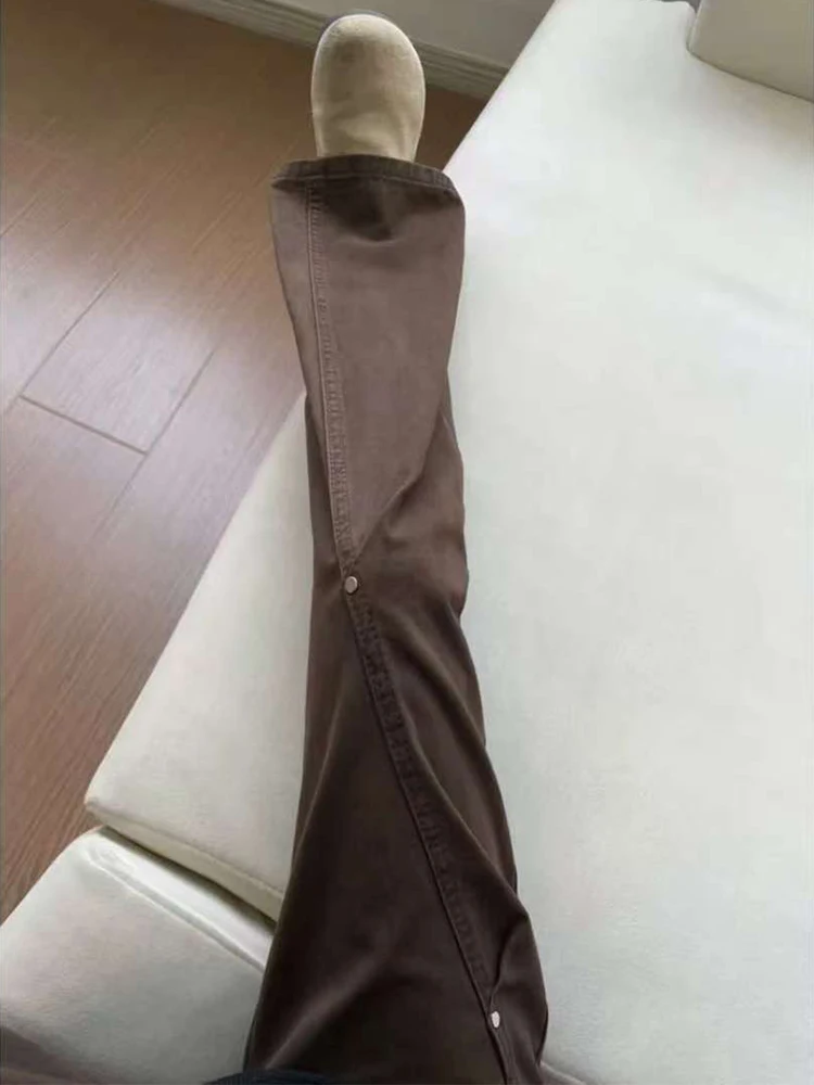 

Thiened Fce Lined Bell Bot Jeans Men's Autumn Winter Straight Cut Diagonal Cut Cleanfit Workwear Trousers