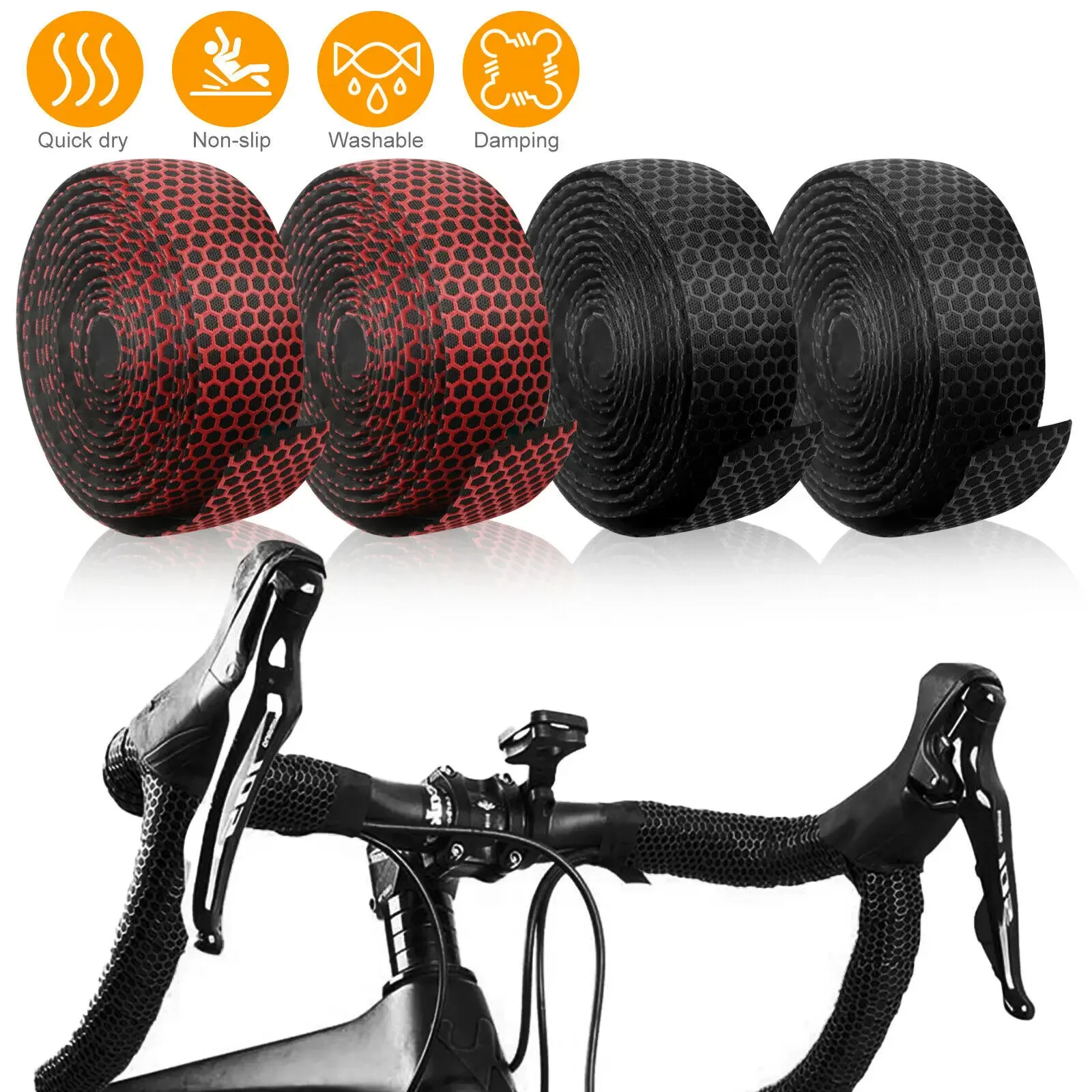 

Road Bike Handlebar Tape Anti Slip Silica Gel Handlebar Tape Shock Absorption Cycling Bar Tape Bicycle Accessories