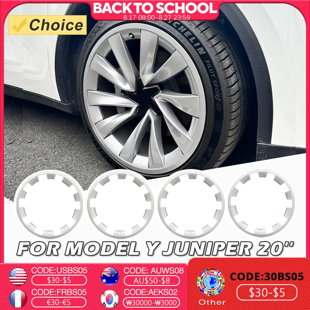 

4PCS For Tesla Model Y Juniper 20 Inch 2025 Wheel Protection Ring Patch Protectors Wheel Guard Cover Full Rim ABS Car Accessorie