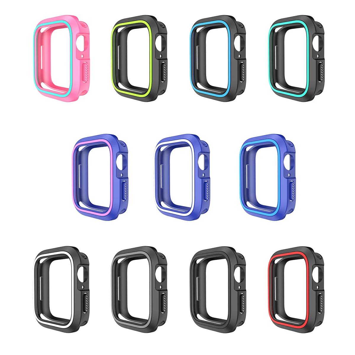 

Silicone Smart Watch Protective Cover 40Mm Black Red Lightweight Dustproof Scratch Resistant Compatible For Apple Watch Durable