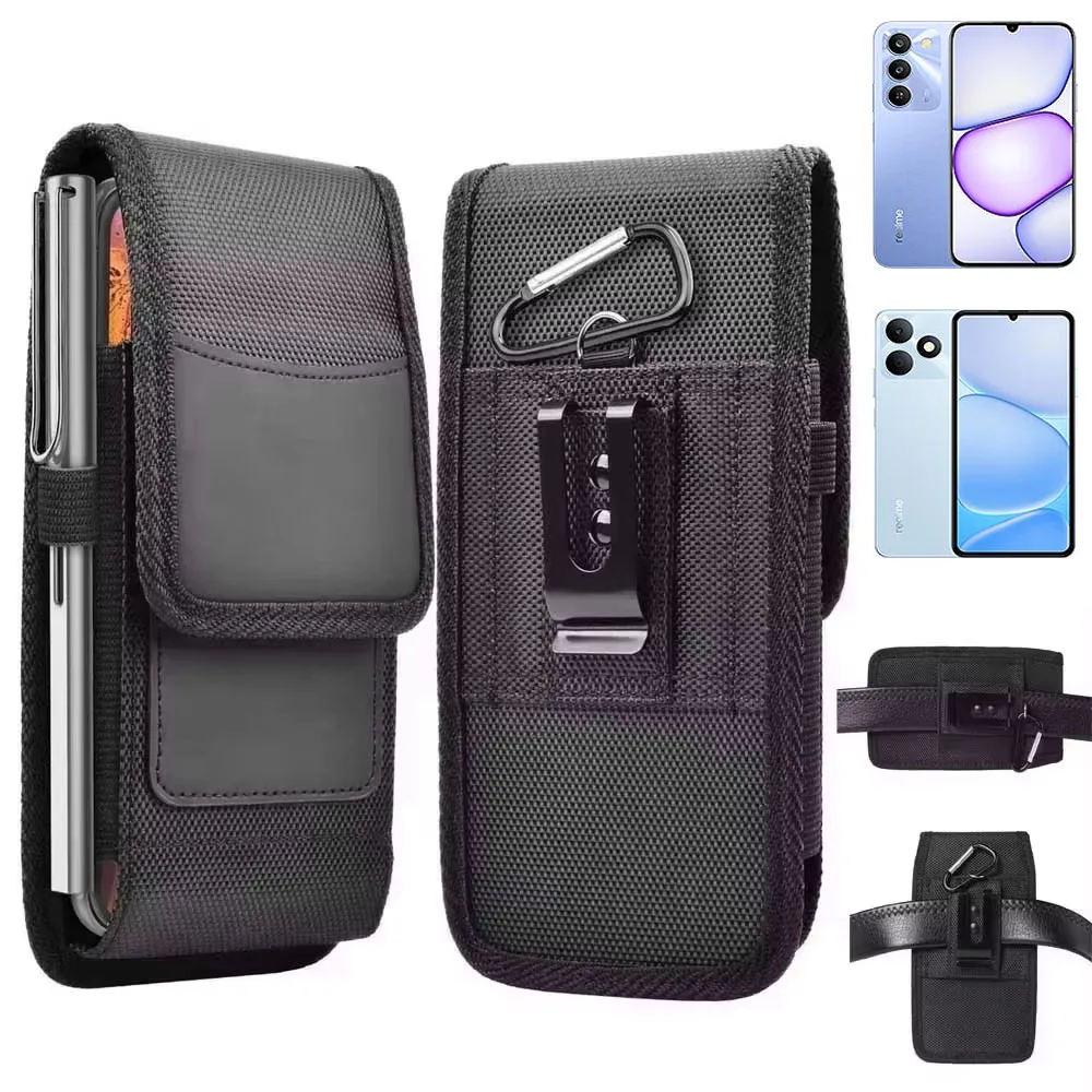 

for Realme C83 Note 80 Waist Bag with Card Pocket Belt Loop Buckle Clip Vertical Horizontal Flip Pouch Carry Case