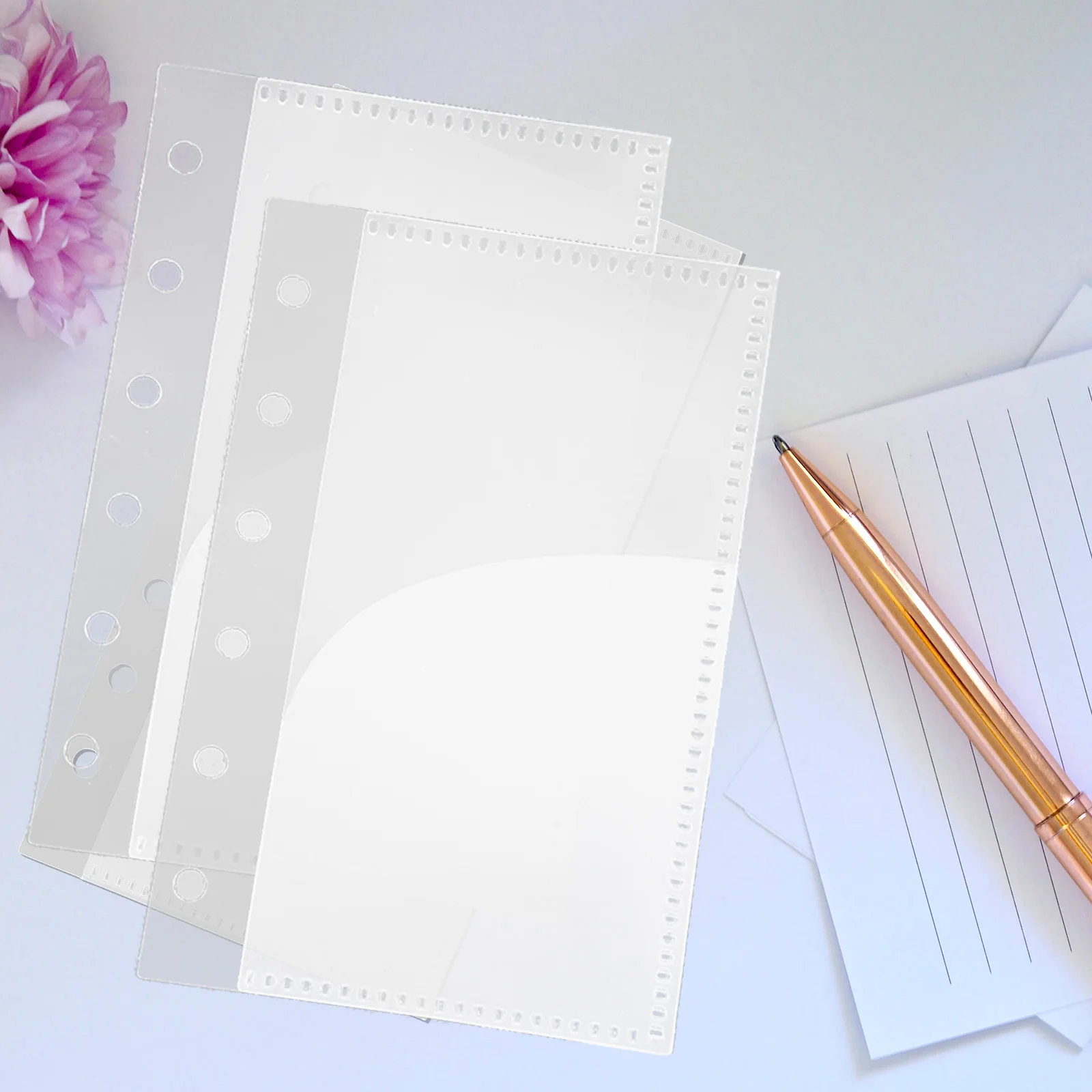 

5pcs PP Transparent Punched Planner Inserts Budget Binder Pockets Small Multi-use Savings Reusable Folder