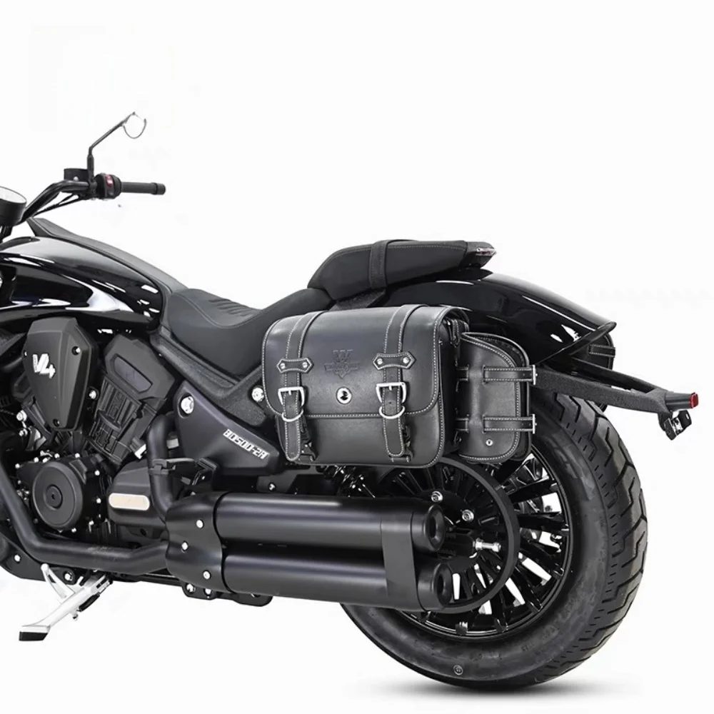FOR Benda DARK FLAG 500 Cruiser Motorcycle Retro Side Bags Stylish Luggage Storage Full Helmet Quick Release Lock Included