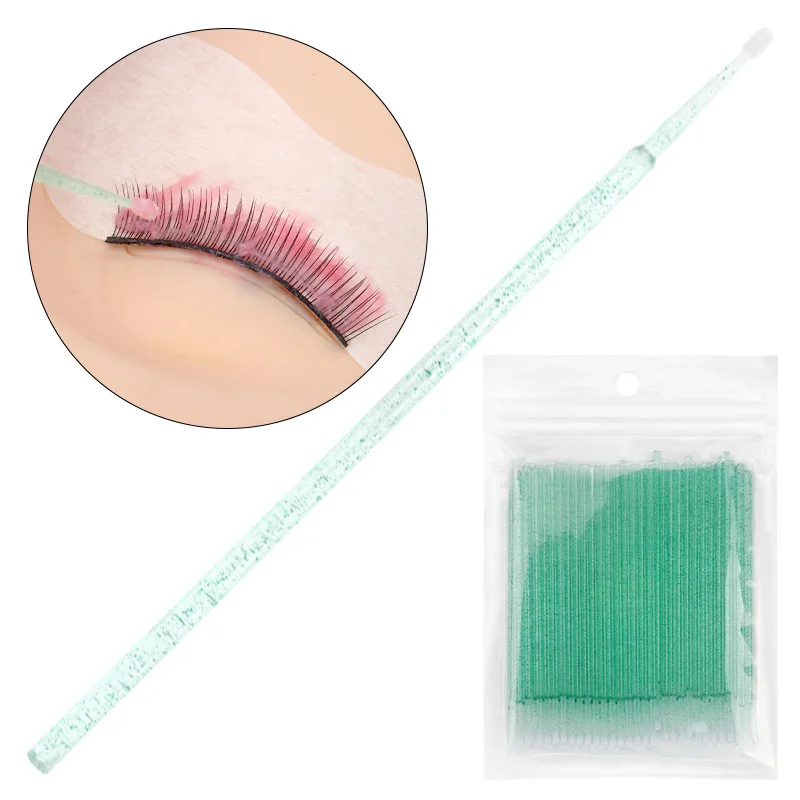 100pcs/Pack Crystal Rod Micro Brushes Disposable Microbrush Applicators Eyelash Extensions Eyelash Glue Cleaning Brush