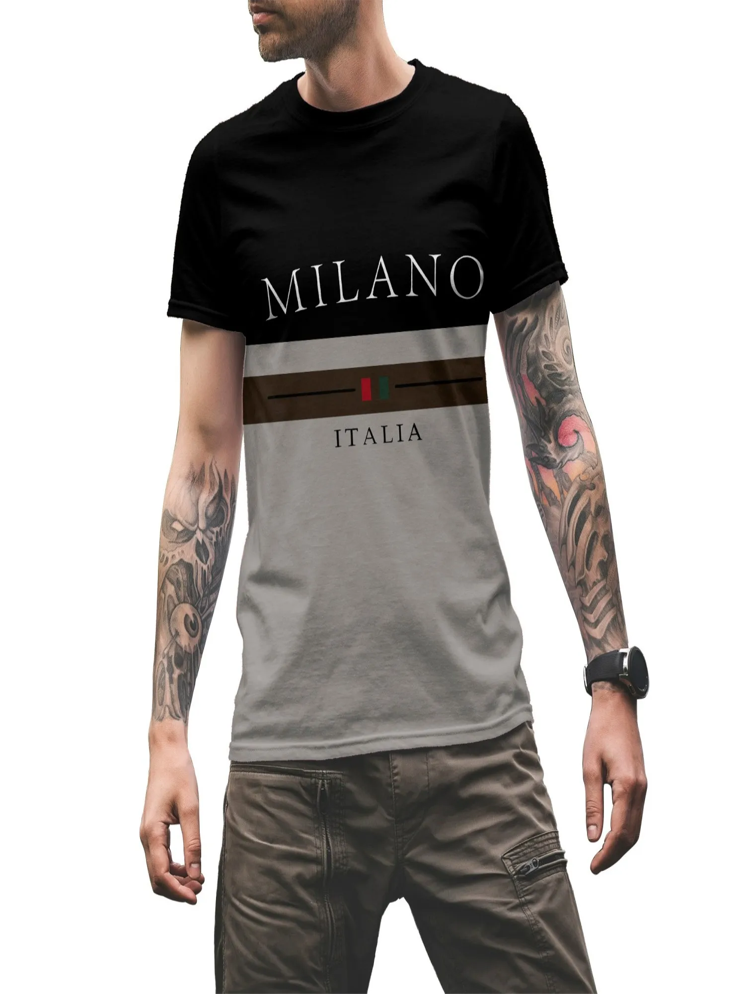 Men's Short-Sleeve T-Shirt Milano Italia Graphic Print, Italian Fashion-Inspired Design,Ideal for Casual Daily Wear & Italy Fans