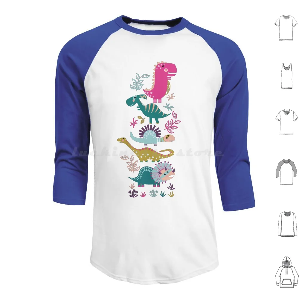 D Is For Dino Park Hoodies Long Sleeve Dinosaurs Dinos T Rex Tyrannosaurus Prehistoric Reptile Pattern Park Brontosaurus