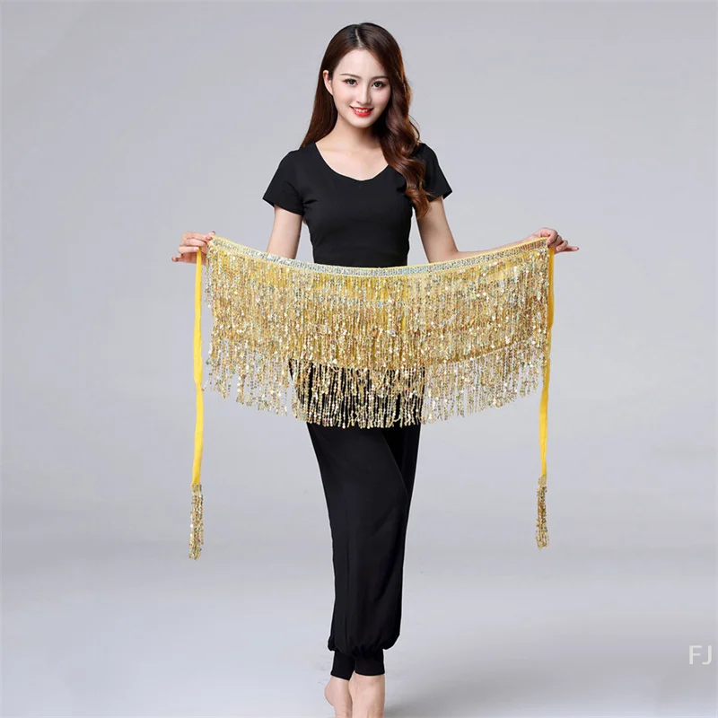 

[YU]Dance Hip Skirt Sequins Fringe Skirt Tassel Hip Scarf Rave Skirt for Women