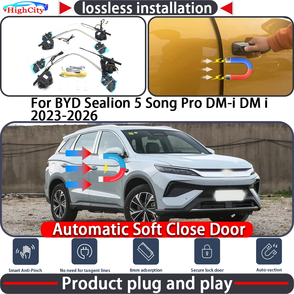 

HighCity Electric Closing Door Lock Actuator for BYD Sealion 5 Song Pro DM-i DM i 2023-2026 Soft Close Power Latch System Auto
