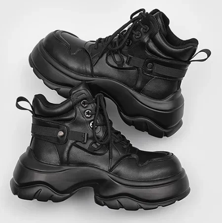 2026 Spring and Autumn New Men High-top Muffin Platform Short Explosion Increases Motorcycle Boots