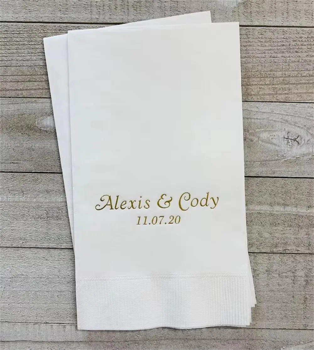 Personalized Hand Guest Towels Paper Dinner Napkins Wedding Favors Hostess Gift Party Engagement Monogram Birthday Bar Bat Mitzv