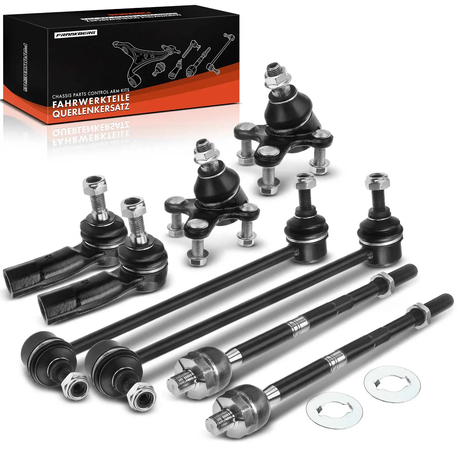 Set di 8 bracci di controllo per l'asse anteriore Frankberg per VW Golf Plus V Variant VI Caddy III MPV Kasten/MPV Eos Jetta 1K0407365E