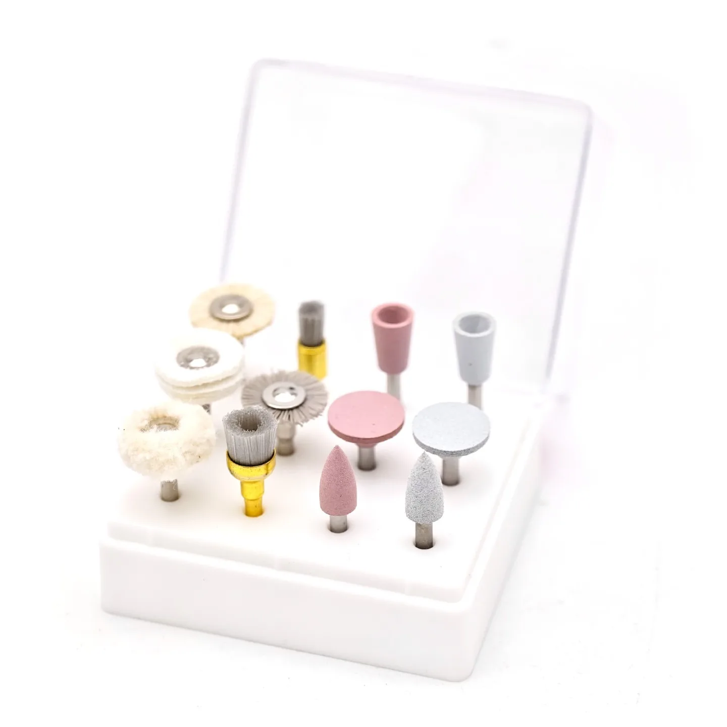 Upgraded 12Pcs RA 2.35mm Grinding Polishing Set Silicone Brush Wool Heads for Nail Gemstone Wood Metal High Gloss Polish