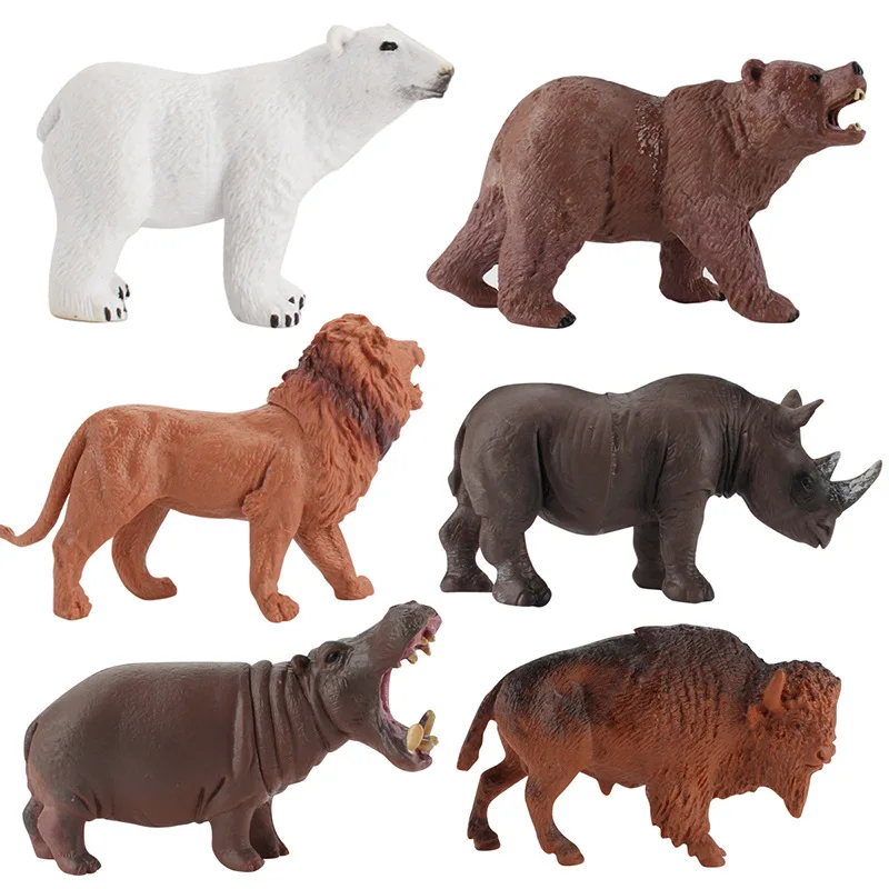 12 รูปแบบ Hollow ชีวิตป่าจําลองสัตว์ที่สมจริง Lion Hippo Tiger Giraffe Decor ของเล่นเด็กคริสต์มาสของขวัญ