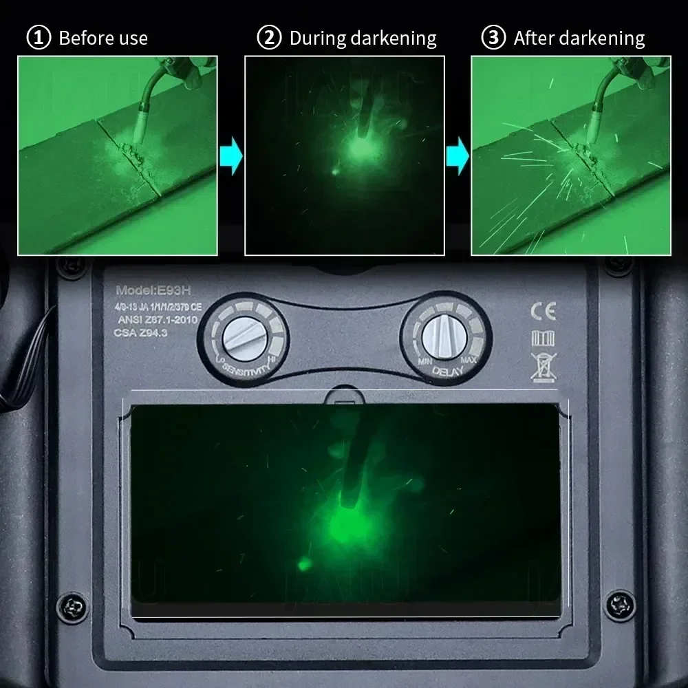 Imagem -05 - Capacete de Soldagem com Luz Variável Ajuste Solar de Escurecimento Automático Máscara de Soldagem Solda em Arco Corte Proteção para os Olhos Óculos de Escurecimento