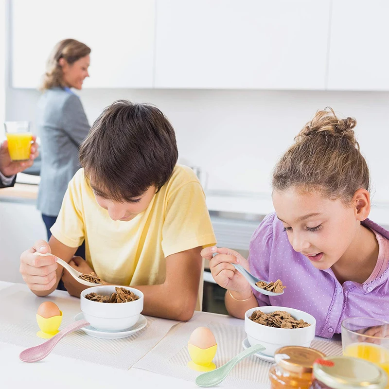 LMETJMA 4 قطعة القمح القش ملعقة العشاء ملاعق المحمولة الحبوب شوربة ملعقة قابلة لإعادة الاستخدام متعدد الألوان خفيفة الوزن دائم ملعقة JT93 #5