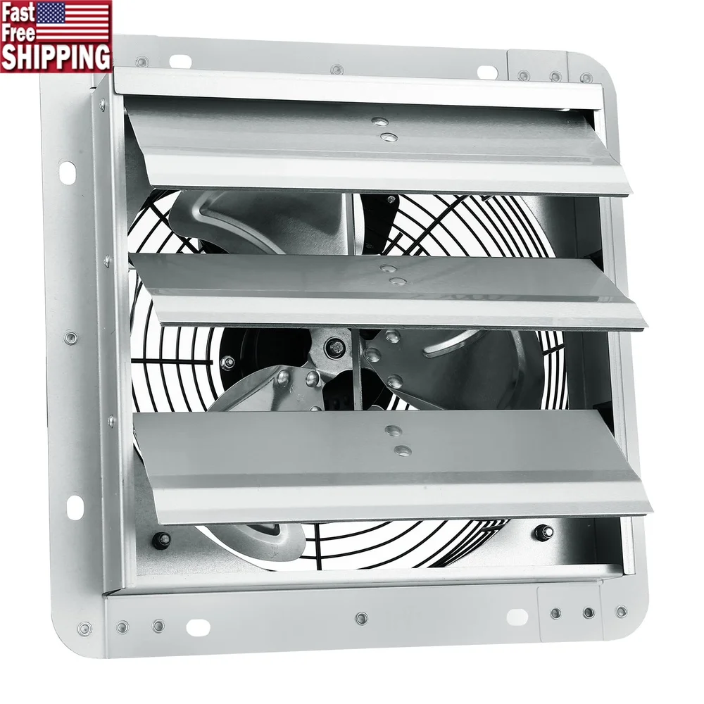 

10-дюймовый вытяжной вентилятор 820 CFM Настенный вентилятор для жалюзи Теплицы Гаражи Чертусы Эффективное охлаждение Вентиляция Автоматические жалюзи