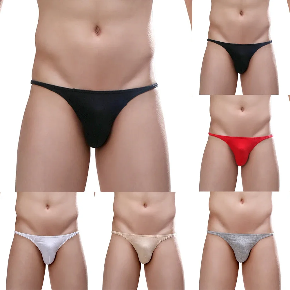 3D U Convex Pouch T-Back Thong For Men Cotton G-Strings Sport Skiny Breathable Underpants Sexy Solid Low Waist Bulge Panties A50