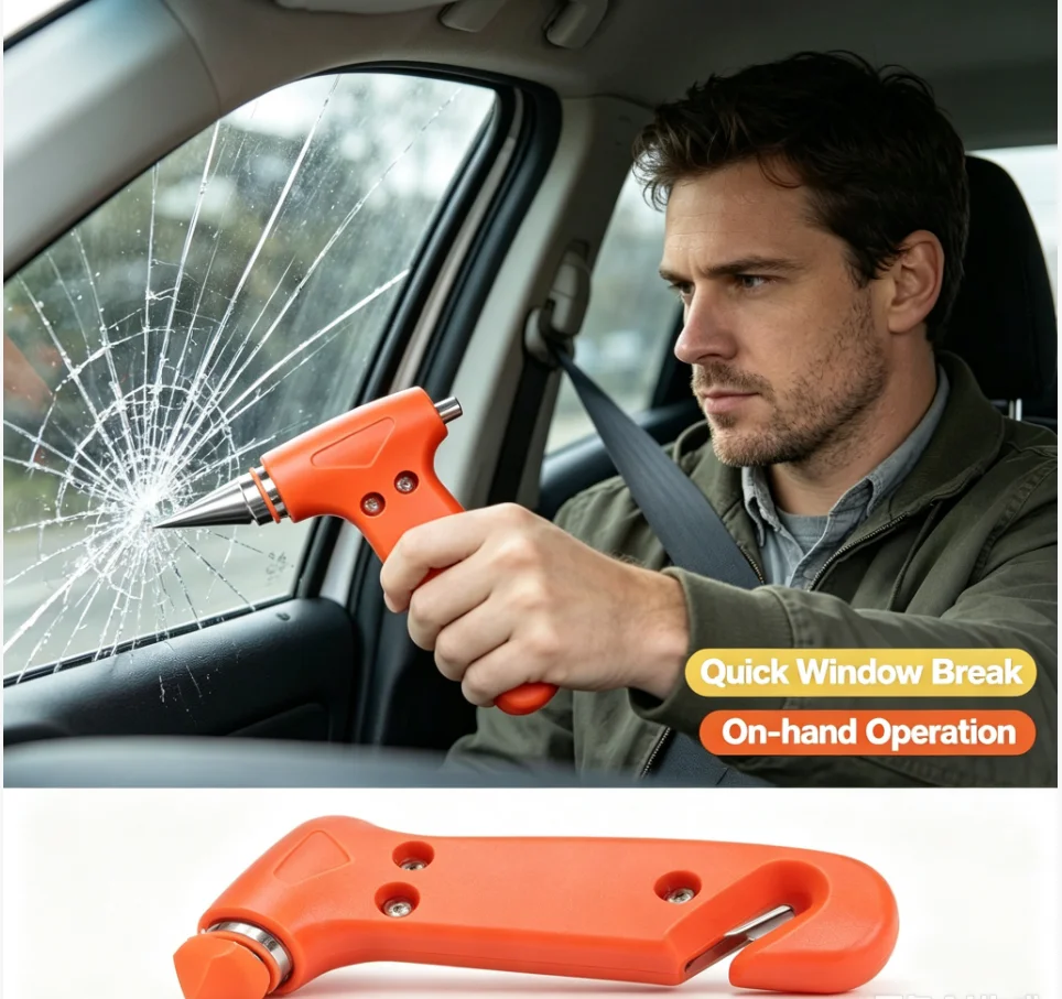Emergency Car Safety Hammer with for Seatbelt Cutter Window Breaker ABS Material Quick Escape Tool for Vehicle Rescue Survival