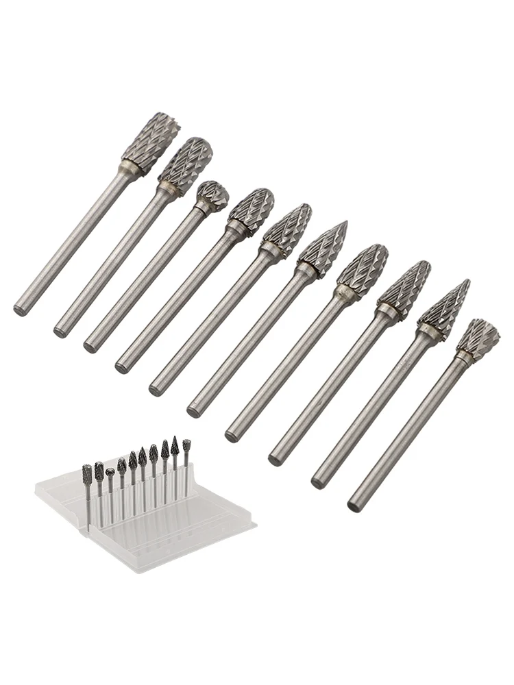 10pcs 3x6mm Tungsten Carbide Rotary File Rotary Bur Drill Bit Engraving Cutter Carbide Rotary File Tungsten Wood Stone Carving ﻿