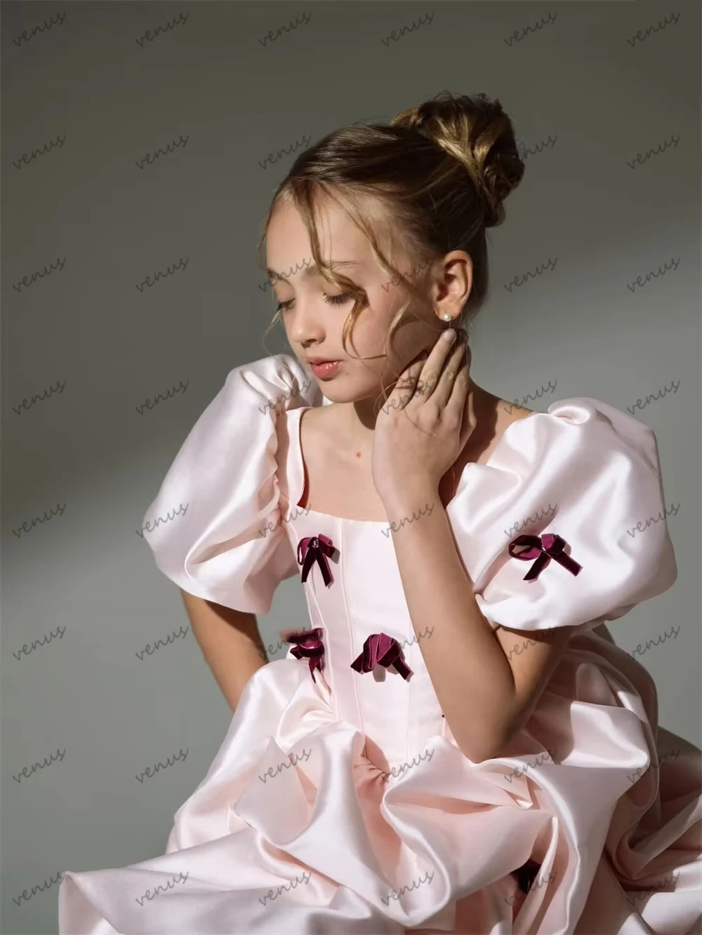 Classic Ball Flower Girl Dresses فساتين للمناسبات الخاصة Knee-Length Satin Princess Birthday Dress Customized 2026