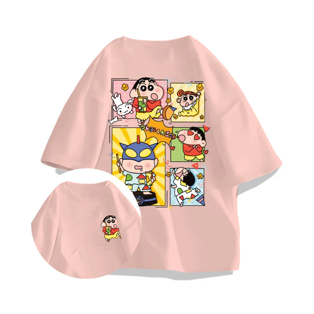 Japanese Anime Crayon Shin Chan Mens T Shirt Summer Cartoon Pure Cotton Breathable Tops
