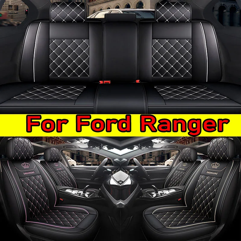 

Чехол на автомобильное сиденье Ford Ranger, высококачественный чехол на сиденье из искусственной кожи с вышивкой короной, водонепроницаемый и износостойкий