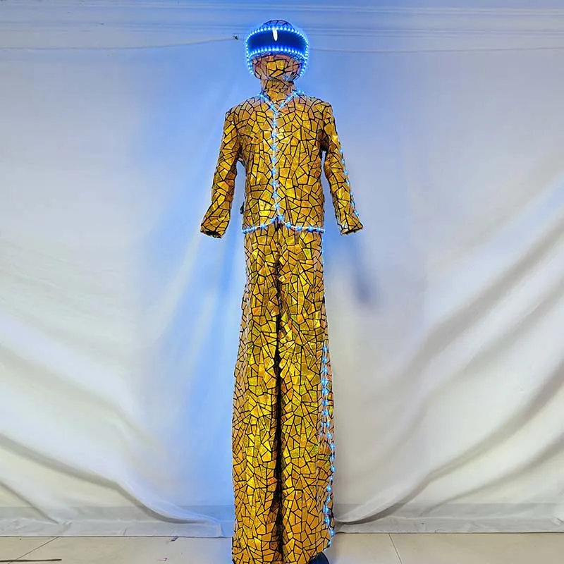 

Светодиодные ходули, костюм робота-одуха, блестящая ткань с блестками, сценический костюм для косплея для взрослых