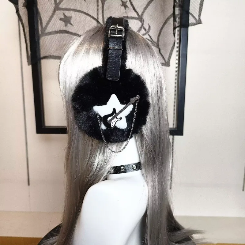 الأصلي الشتاء الفرقة ستار دي لي نمط الأذن يفشل سلسلة داكنة ثقافة فرعية الشرير غطاء للأذنين لطيف الدافئة أفخم واقيات الأذن لفصل الشتاء