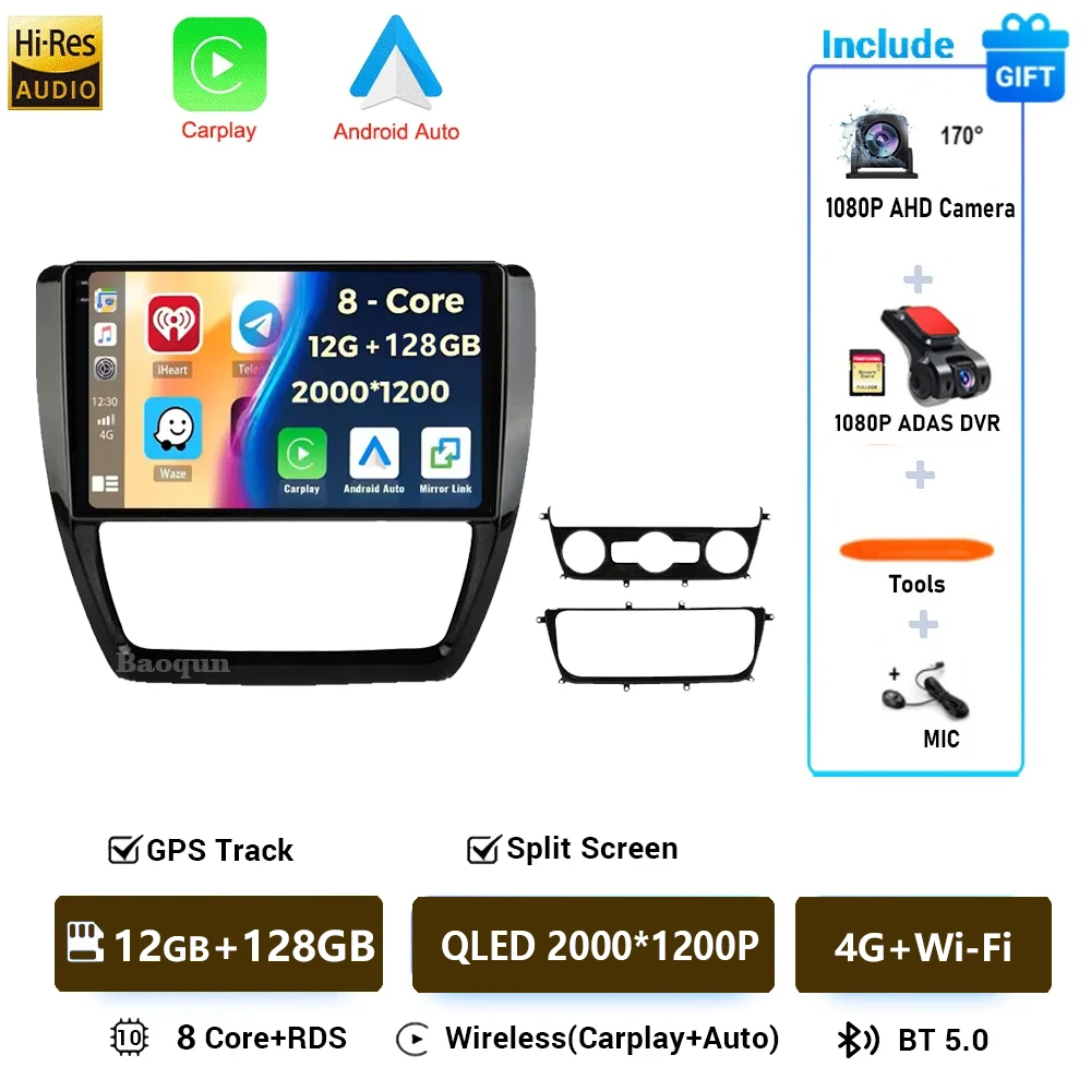Voor Volkswagen Jetta 6 2011-2018 Android 16 Carplay Auto 4G + WIFI GPS Autoradio Navigatie multimedia Video Player Stereo BT
