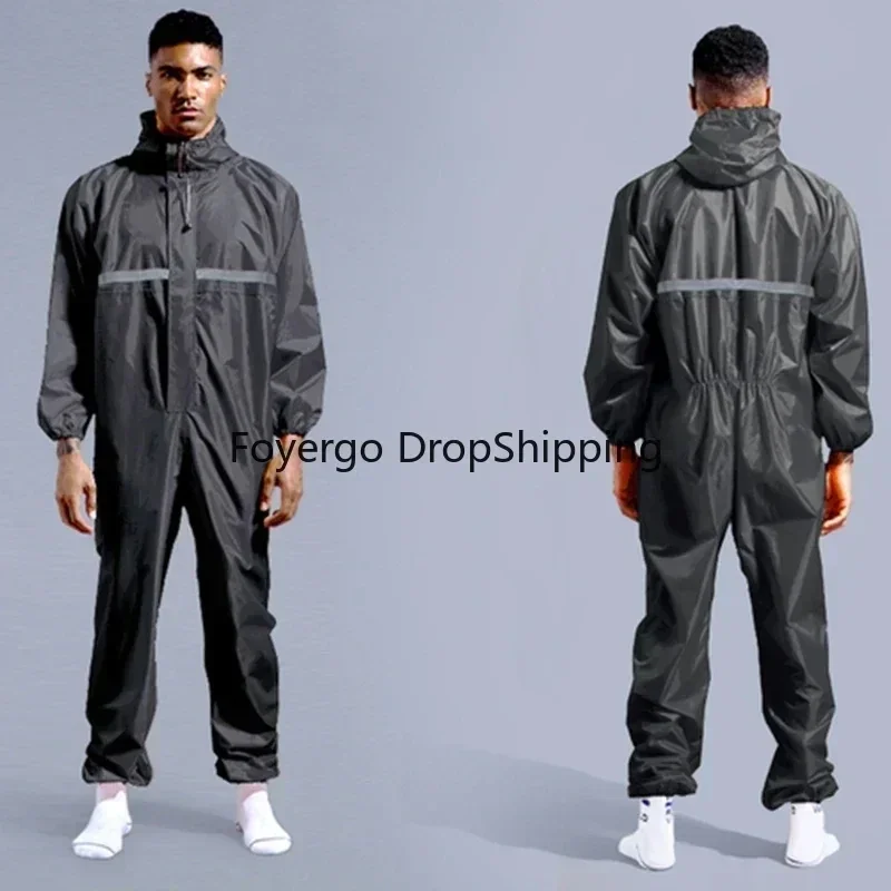 Full Body Conjoined Raincoat Hat Oil-Resistant Work Safety Adult Biker Men\'s Raincoat Rain Cover Jacket Impermeable Rain Gear