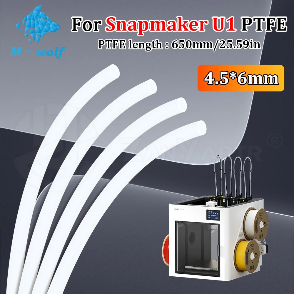 

Для Snapmaker U1 тефлоновая трубка из ПТФЭ, внутренний диаметр 4,5 мм, наружный диаметр 6 мм, длина 650 мм, запасные части для трубы подачи экструдера 3D-принтера