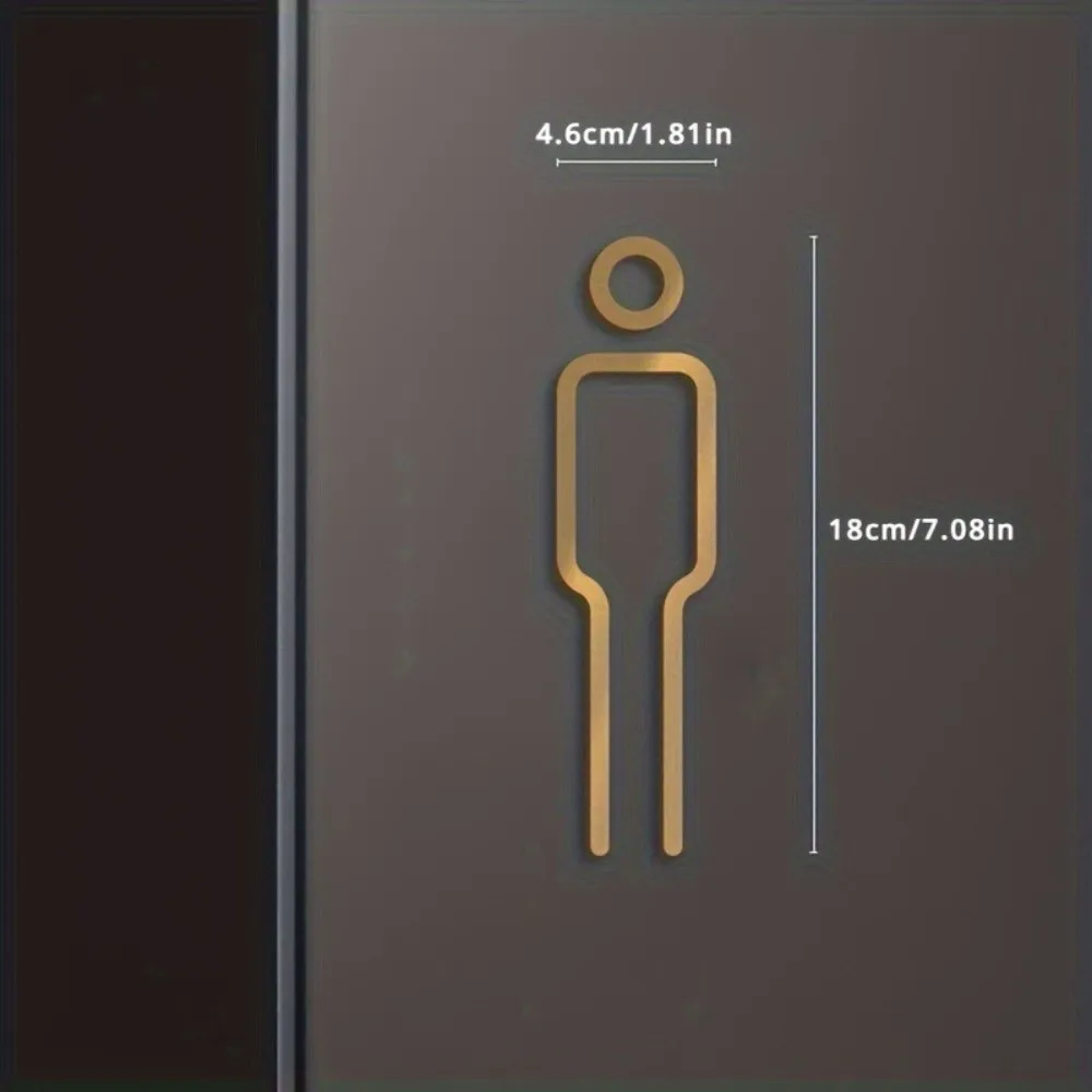Fashion Black Gold Color Toilet Sign Plate Brass Wash Room Door Wall Label Sticker Wc Holder Signage Board
