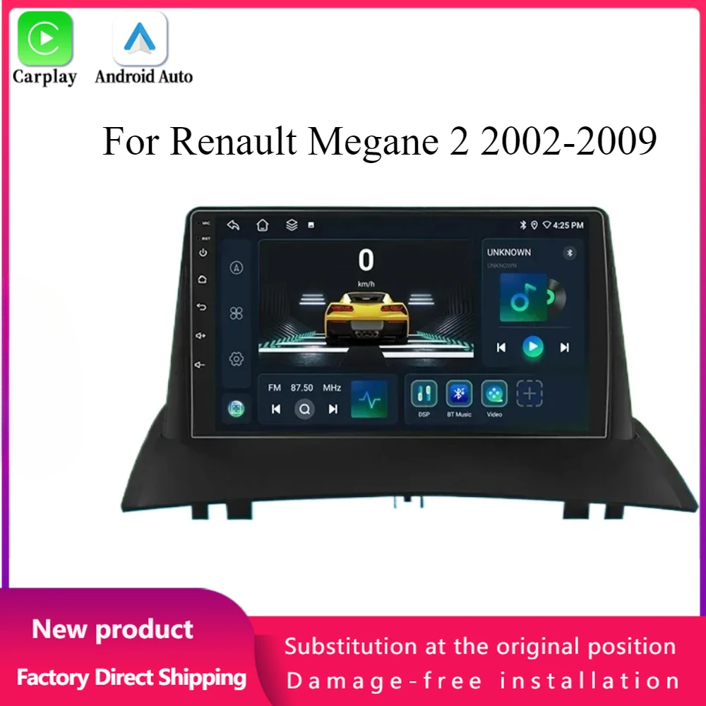 

Autoradio Android 14 For Renault Megane 2 2002-2009 sistema Stereo di navigazione GPS multimediale 4G BT schermo CarPlay GPS