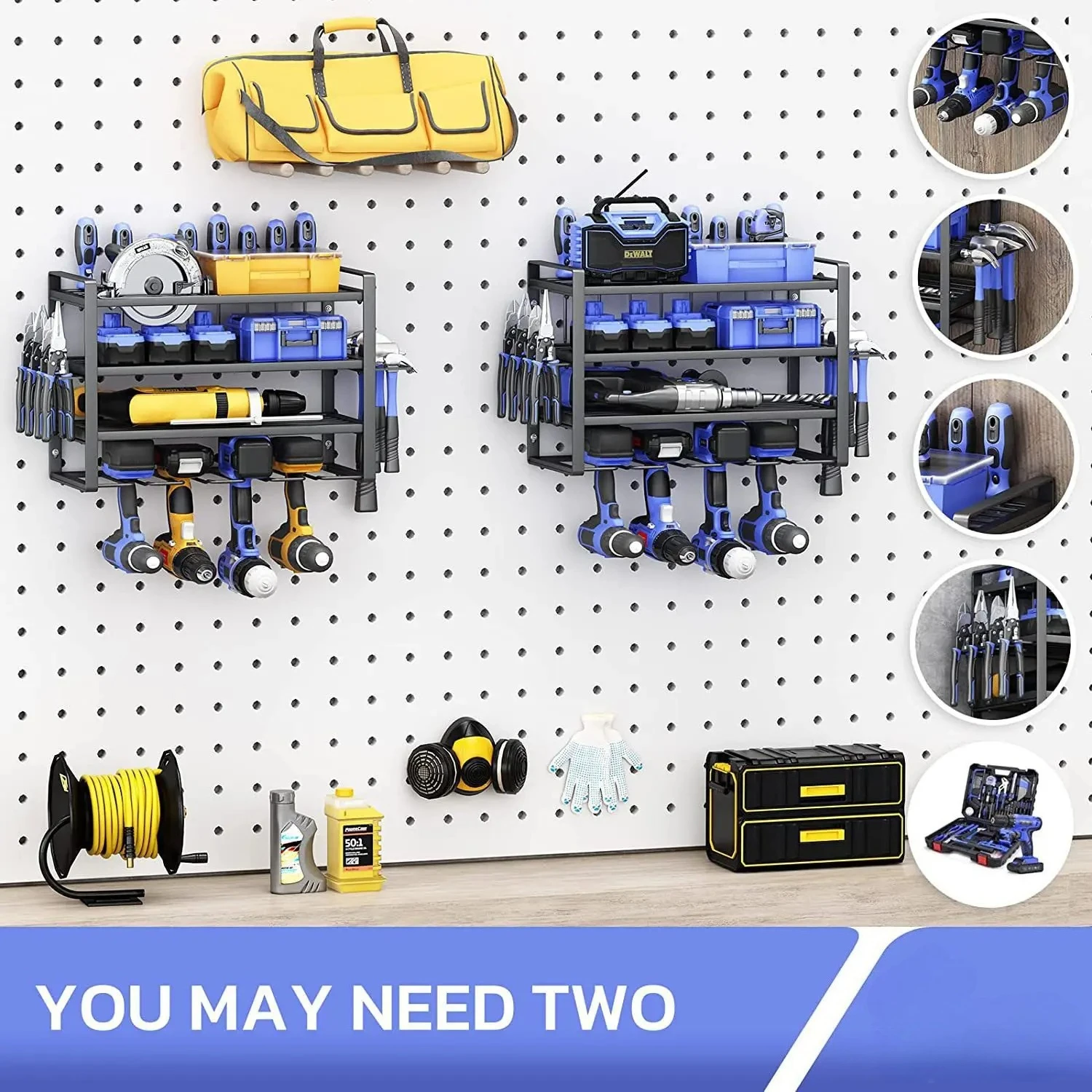 Metal Tool Sorting Rack Wall Mounted Electric Tool Storage Rack Easy To Install Heavy-duty Floating Tool Rack