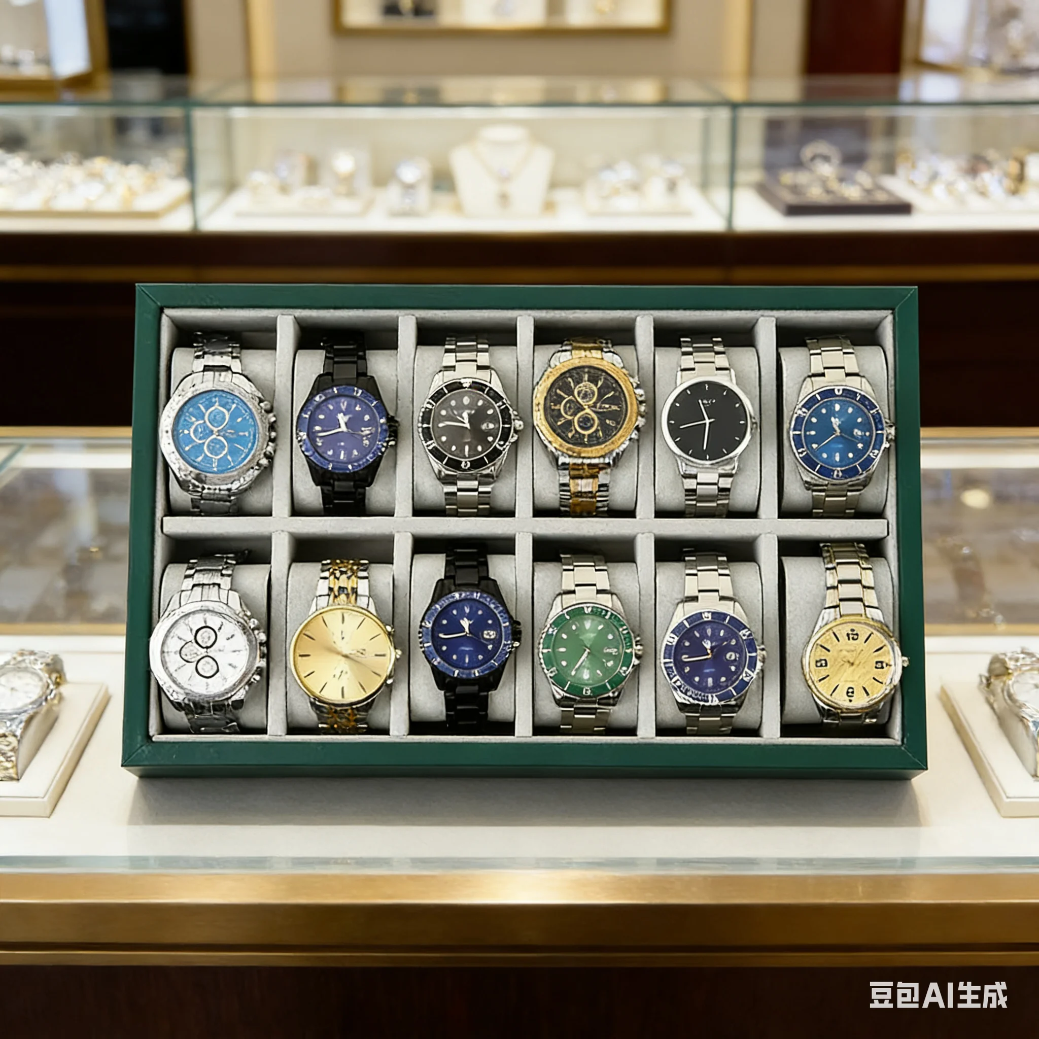 Luxury Velvet Watch & Jewelry Tray: Complete Storage Solution with Pillows for Bracelets on Dresser or in Drawer​