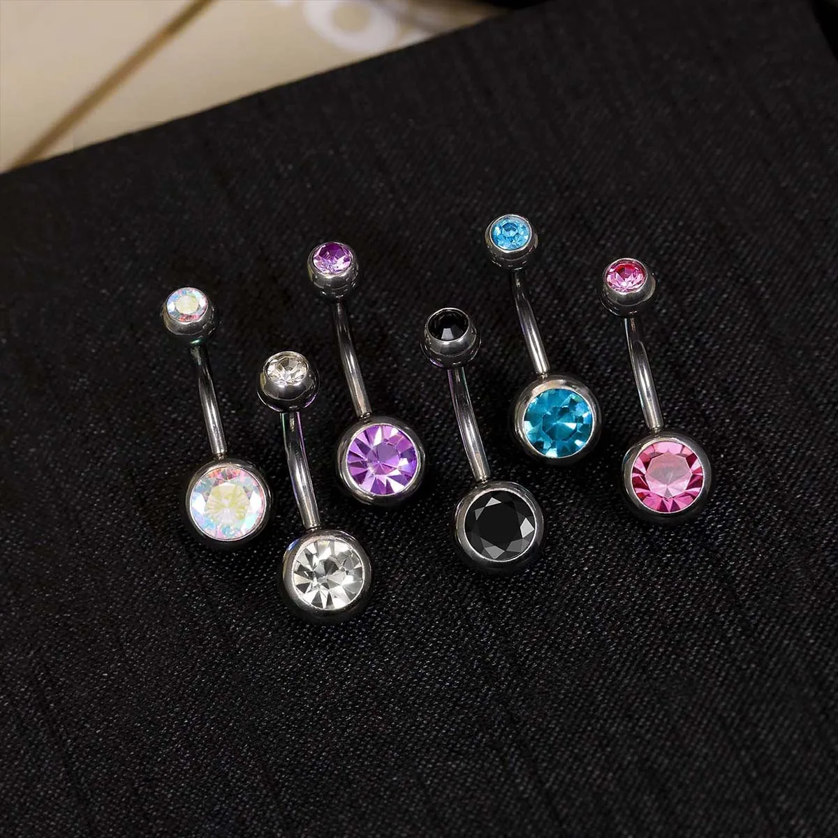 1PC G23 Titanium Crystal Gem Curved Barbell Rings Belly Button Navel Rings Piercings Nombril Ombligo Piercing Charming Jewelry