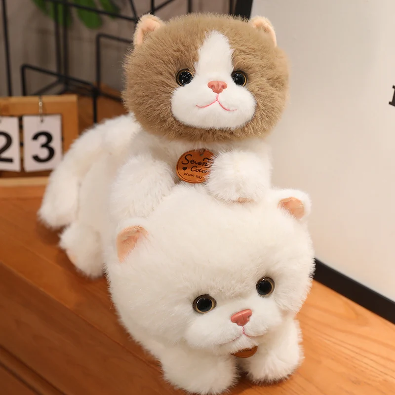 Cute Cat Plush Stuffed Animals Simulation British Shorthair Cat Fluffy Doll Cat Toys Birthday Gift