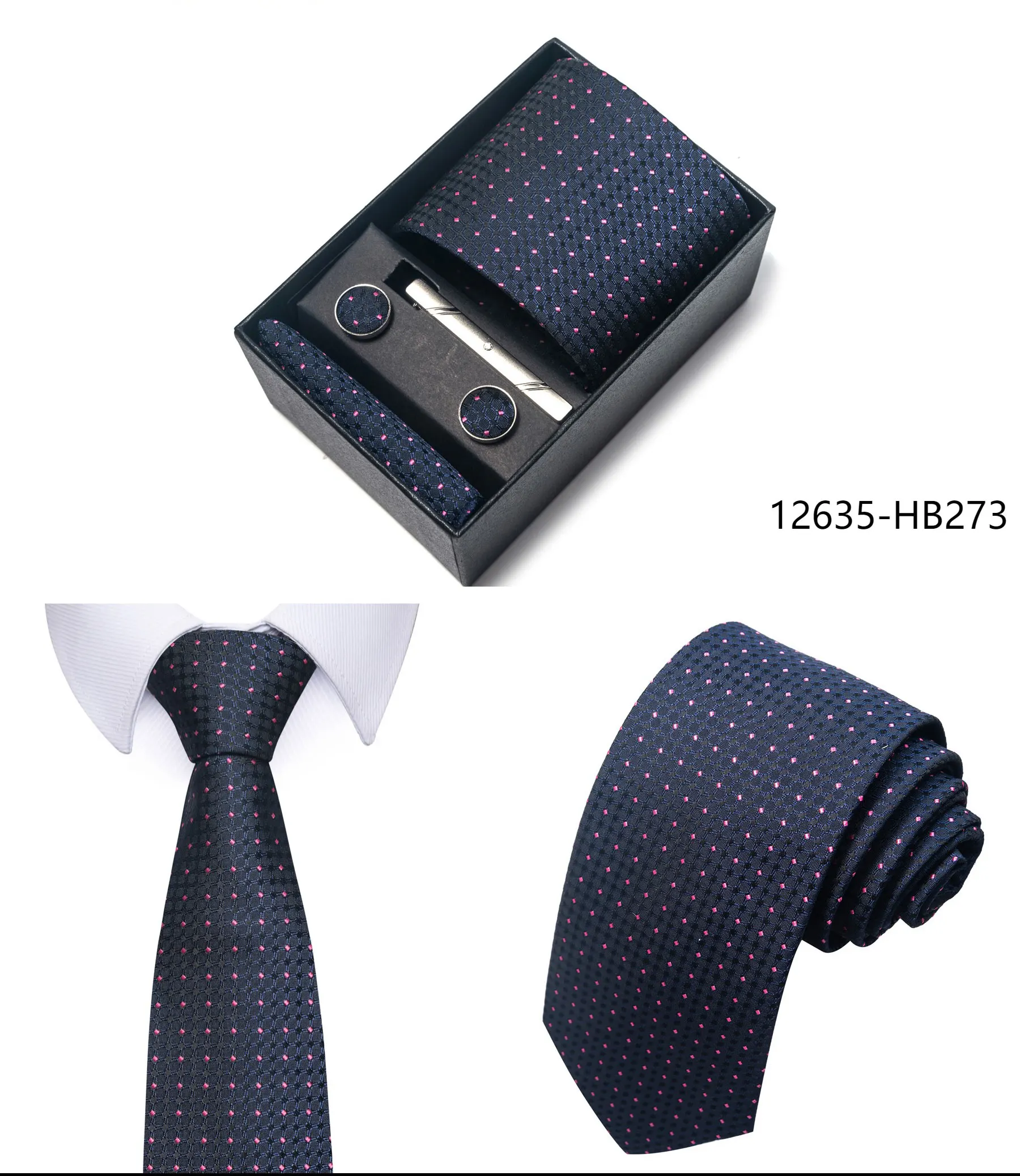 High Grade Holiday Gift Box Brand 8 cm Blue Paisley Tie Handkerchief Cufflink Set Men Necktie Clothing Accessories Birthday Gift