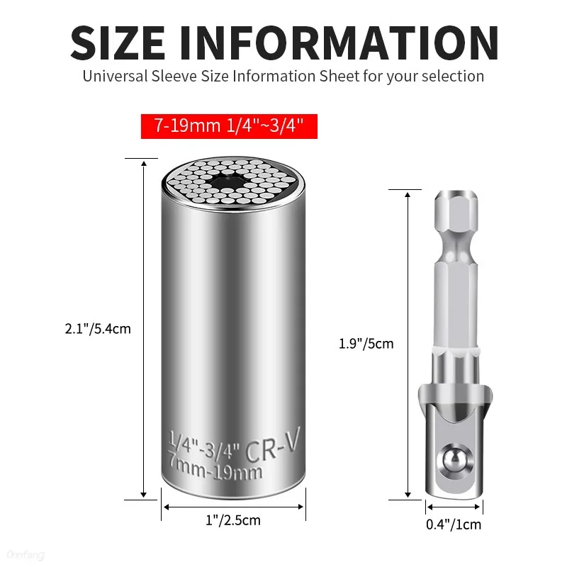 Onnfang Universal Torque Wrench Socket 7-19mm Magic Socket  Spanner Key Multi Power Drill Wrench Head Set of Keys Tools