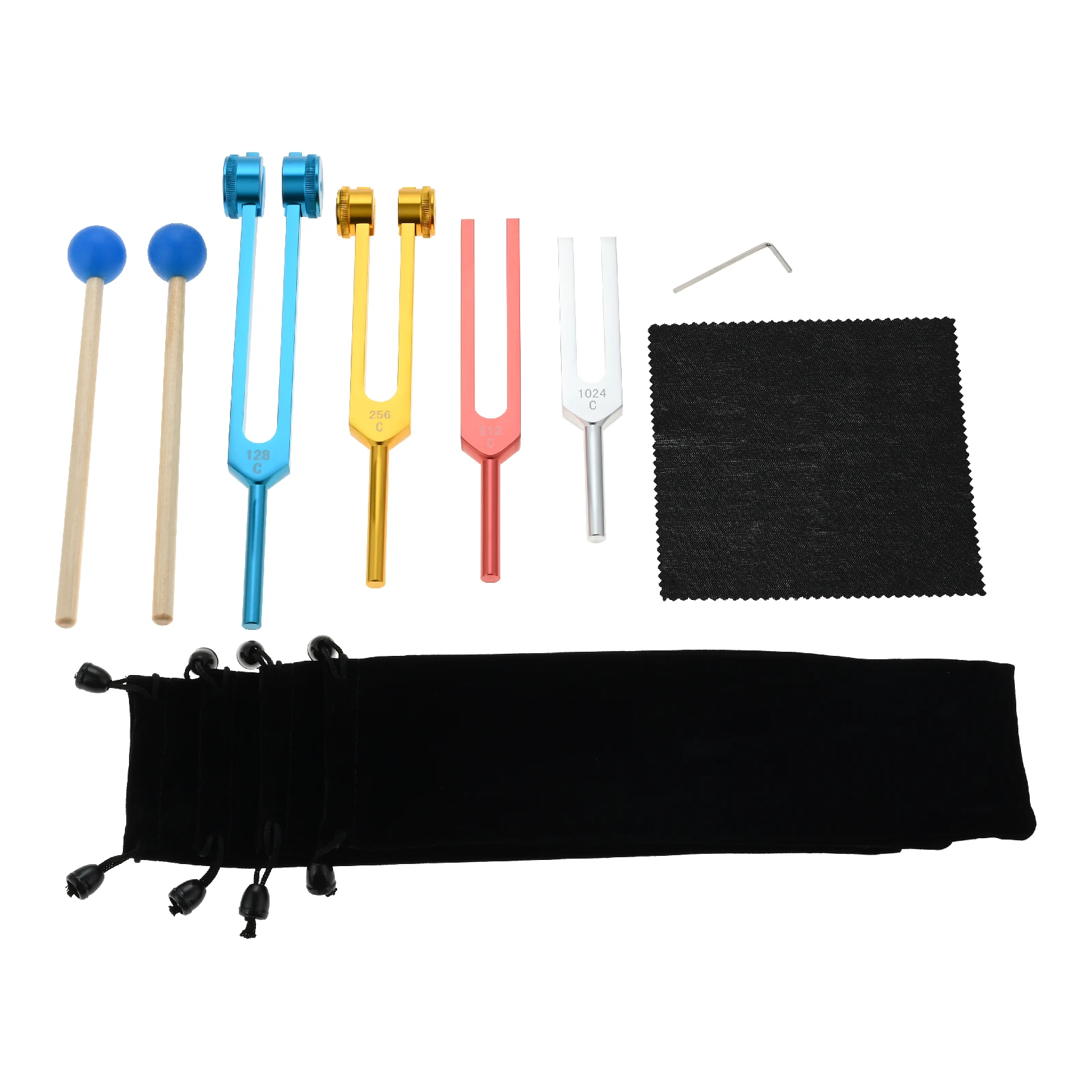 

4pcs 128Hz 256Hz 512Hz 1024Hz Colored Tuning Forks Repair Tool for Music Therapy Yoga Sound Healing Meditation Body Relaxation