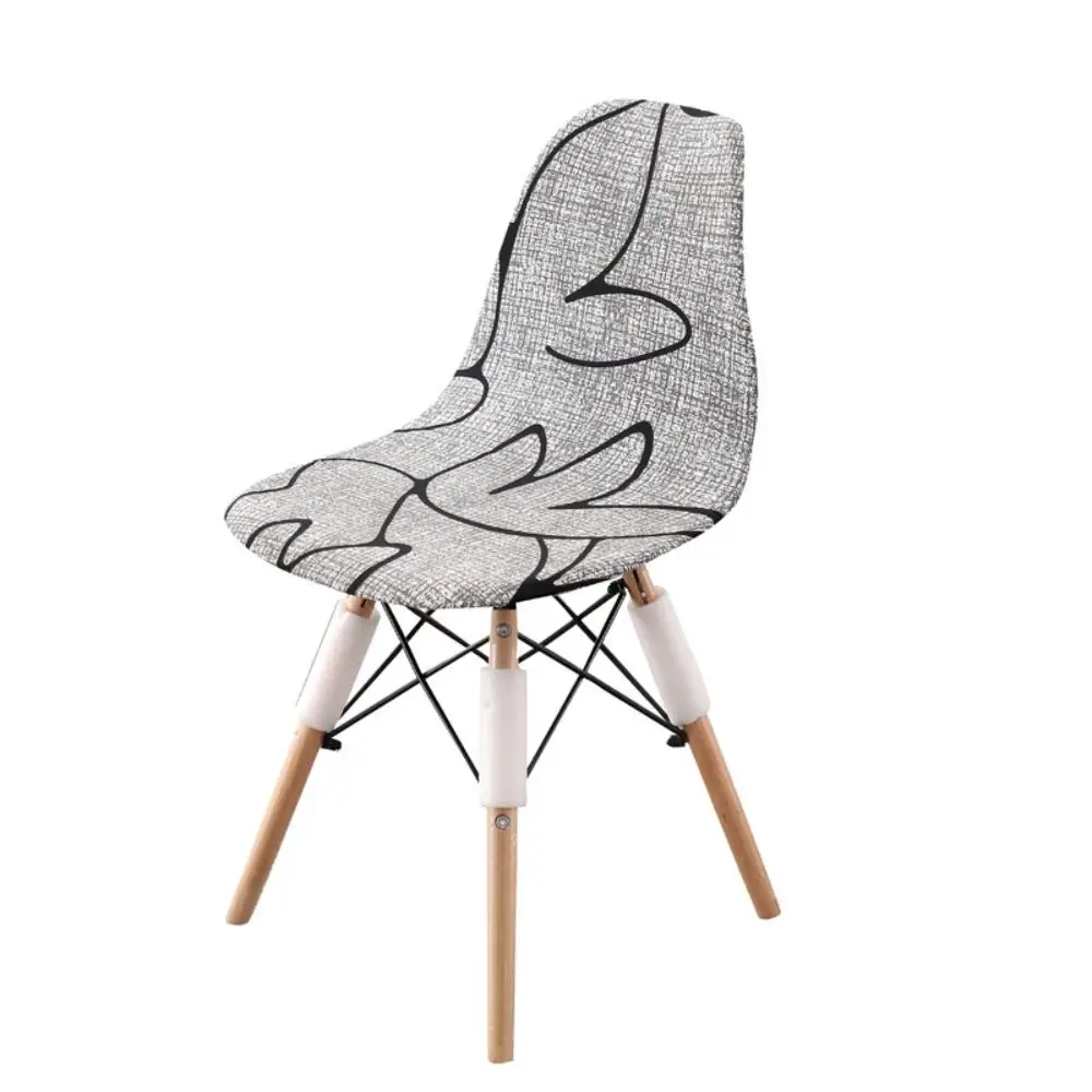 Stretch Fabric Shell Chair Cover One-Piece Structure Printed Pattern Dining Chair Cover Full Coverage Dustproof