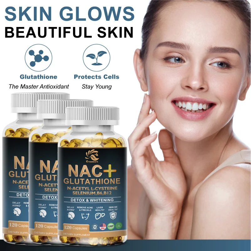 NAC Glutathione Capsules To Support Skin Health - Antioxidant Supplement, Detox, Immunity - Non-GMO, Vegan Supplement